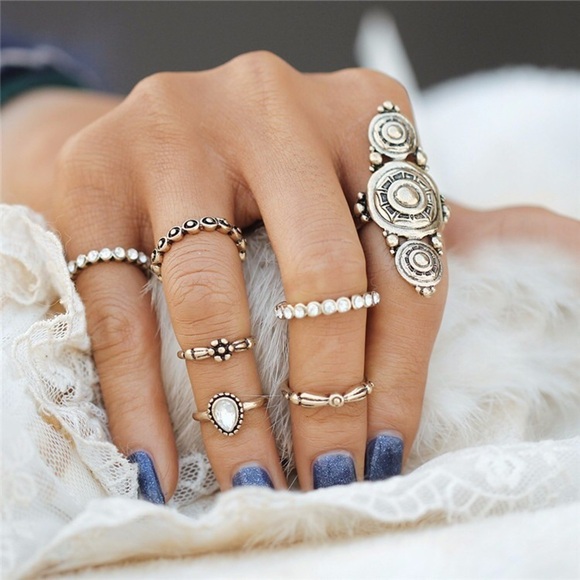 Last 1! 7 PCS Midi Ring Set - Picture 1 of 5